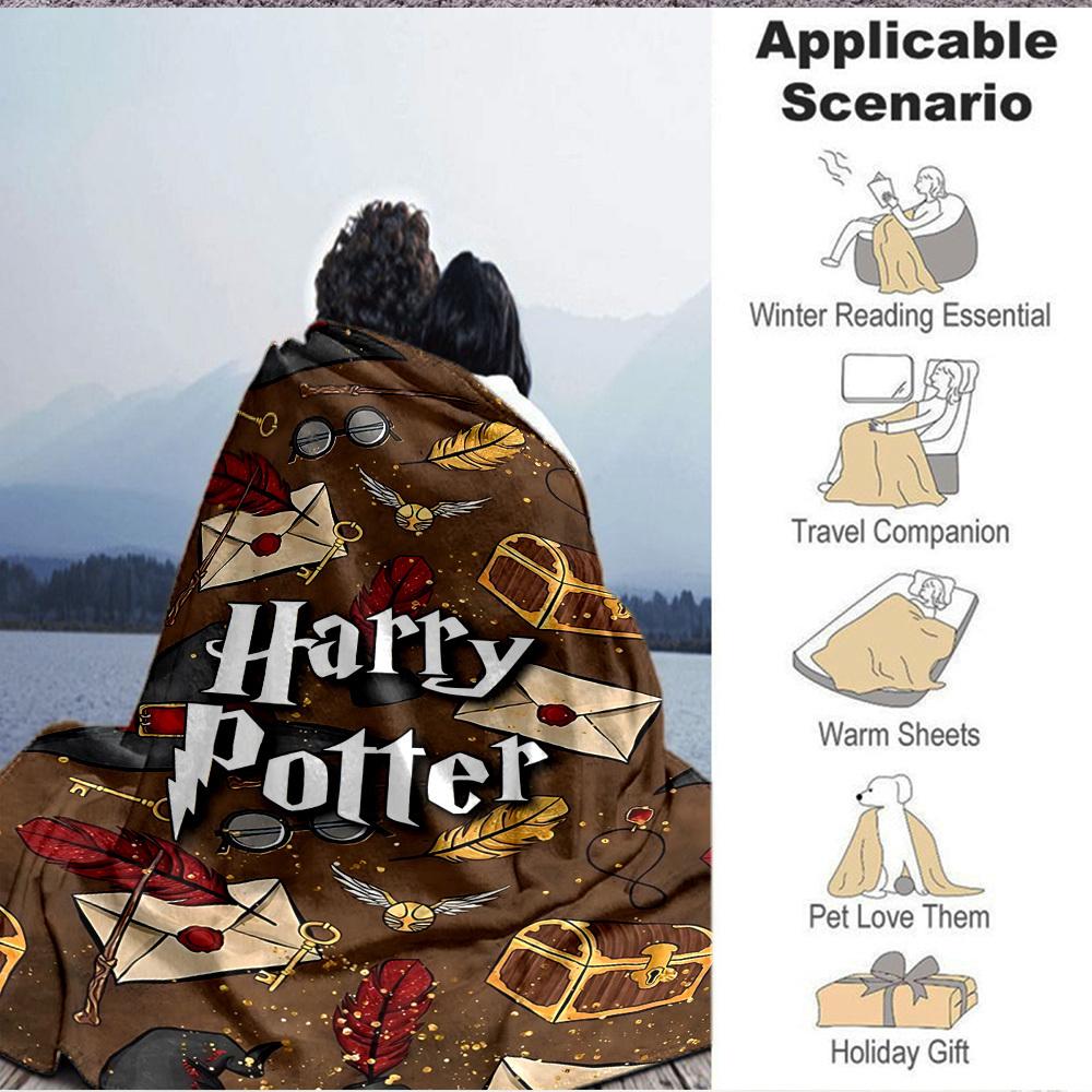 1pc Hogwarts Letter Blanket Lightweight Flannel Throw For Sofa, Bed, Travel, Camping, Livingroom, Office, Couch, Chair, And Bed