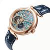 Luxury Automatic Mechanical Watch For Ladies Waterproof Blue Leather Strap Ladies Wristwatch Women Female