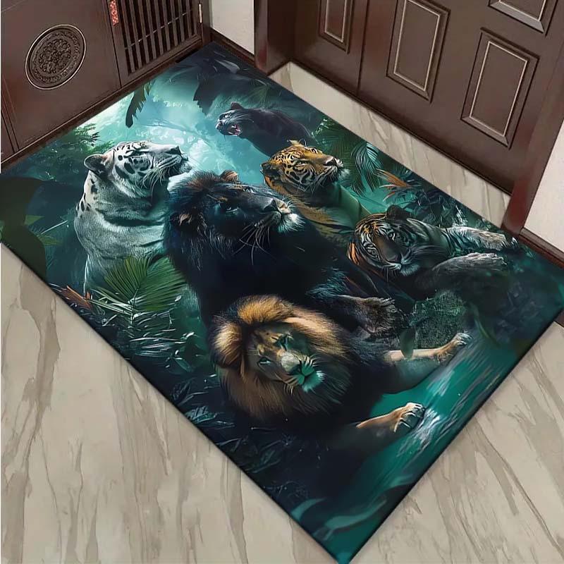 

Wildlife-Inspired Area Rug - Lion, Tiger & Leopard Designs for Home and Office Decor | Durable Polyester, Perfect for Living Roo 60x90cm