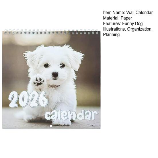 2026 Wall Calendar Funny Dogs Wall Calendar Jan. 2026 - Dec. 2026 12-Monthly Planner Gag Gifts for Dog Lovers