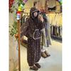 Korean Version of Floral Bear Flannel Hooded Pajamas Women's Winter Large Size Thickened and Can Be Worn Outside Loungewear Set In Stock
