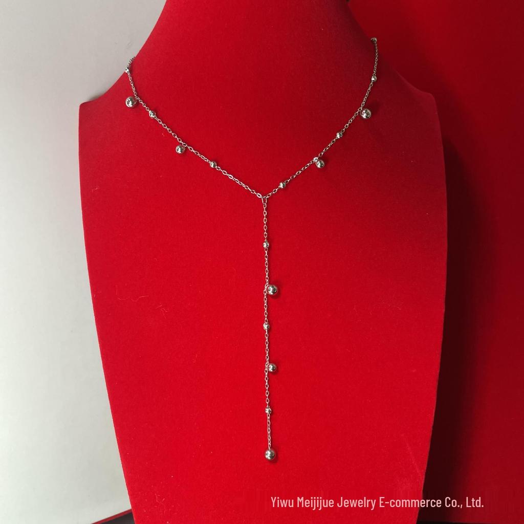 Retro Perlen- und Quasten-Choker-Halskette mit blauer Diamant-Schichtung - Modischer Strand-Schlüsselbein-Schmuck für Damen