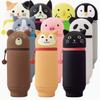 Telescoping Pencil Case Big Capacity Expandable Pen Pouches Soft Silicone Pen Bag Standing Pen Case for Kid Student