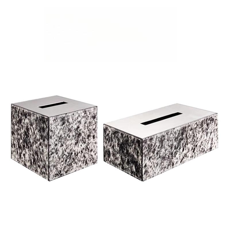 Edelstahl Taschentuchboxen Leder Rosshaar Taschentuchbox Moderne Einfache Restaurant Serviettenbox Wohnzimmer Dekoration Ornament