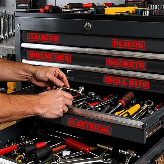 12 ks Magnetické štítky na nářadí Opakovaně použitelné 3D tištěné Organizér na nářadí Příslušenství pro ocelové nářaďové boxy Vozíky Zásuvky Skříně DIY Organizace garáže