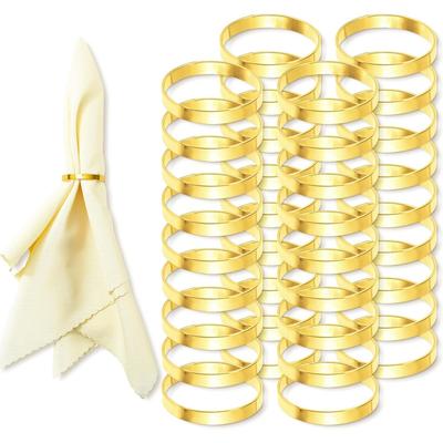 100Pcs Gold Metal Napkin Rings Stainless Steel Napkin Holders Round Metal Napkins Buckle for Wedding Christmas Party Dinner Table Setting Decor