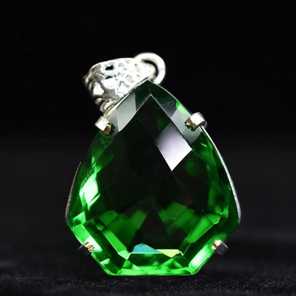 110 Ct Fancy Cut Certified Natural Green Topaz 925 Solid Silver Pendant Gemstone