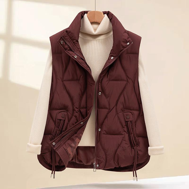 Autumn and winter new vest women's loose stand-up collar thickened down cotton jacket vest cotton vest trendy