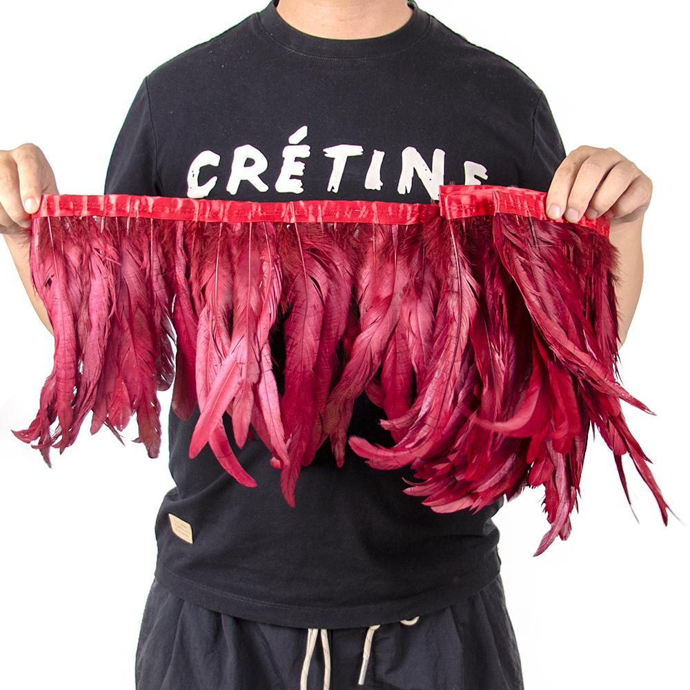 2Meters Colorful Rooster Tail Feathers Trim 25-30Cm /10-12Inches Pheasant Feather Fringe Ribbon For Carnival Plumes Decoration