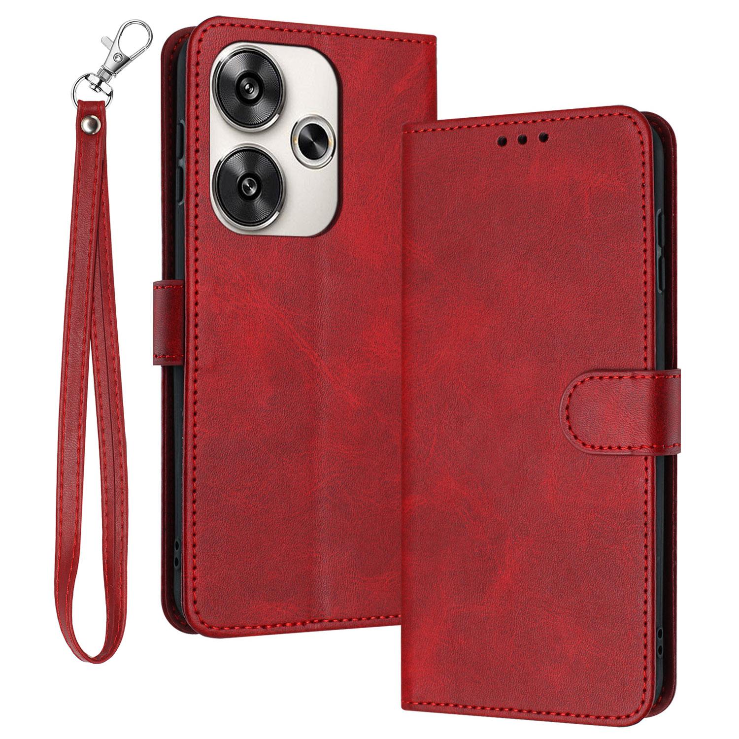 

For Xiaomi Redmi Turbo 3 5G/Poco F6 5G Case Stand PU Leather Wallet Flip Phone Cover Red