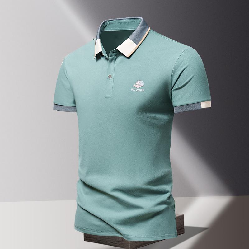 Summer Men's POLO Shirt Fashionable Ice Silk Quick Drying Short Sleeved T-shirt  Solid Color Loose Fitting Business Collar Top