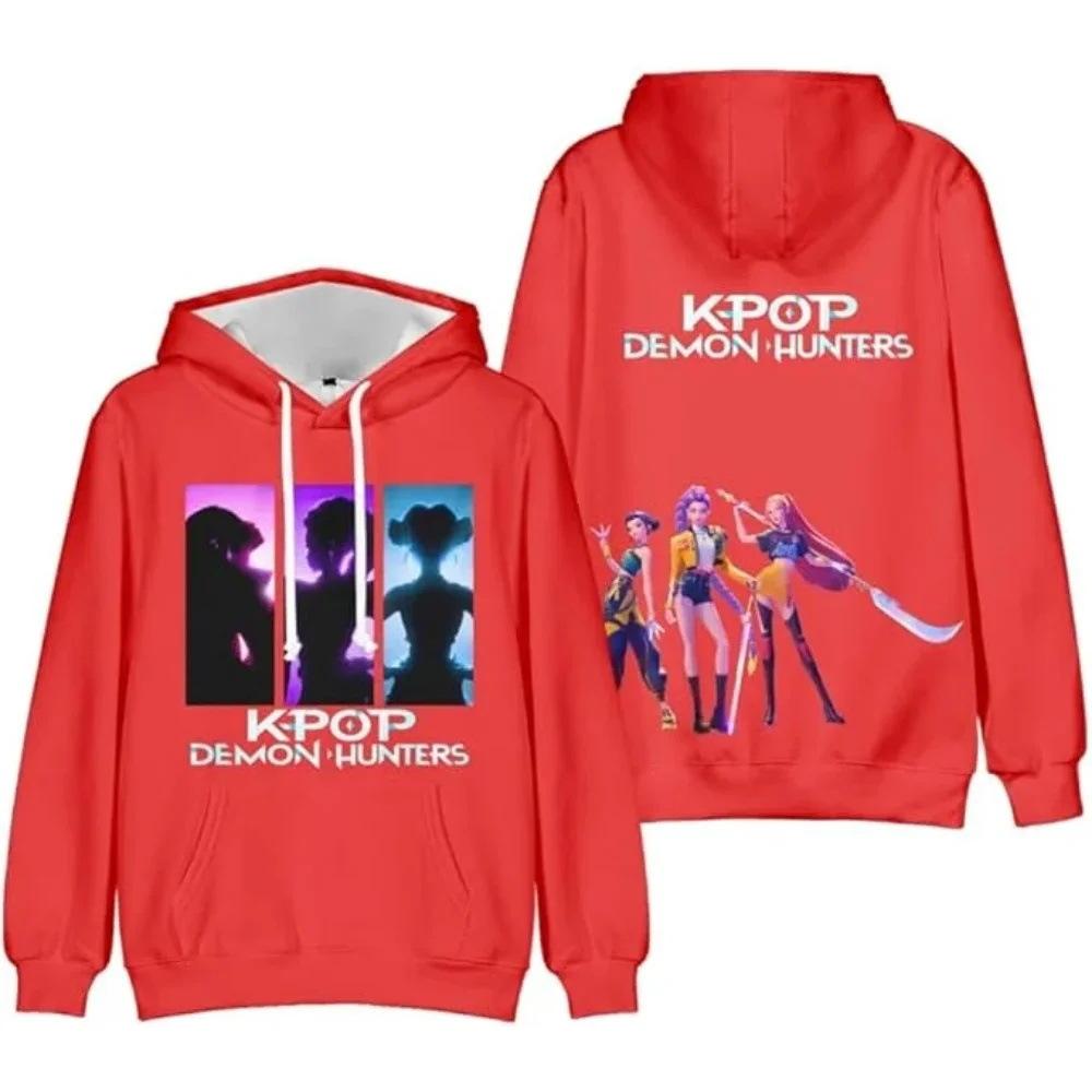 Felpa con Cappuccio KPop Cacciatori di Demoni Harajuku Pullover Top Donna Uomo Felpe Nuovo Film Stampato Manica Lunga Moda Femminile Streetwear 8 Colori