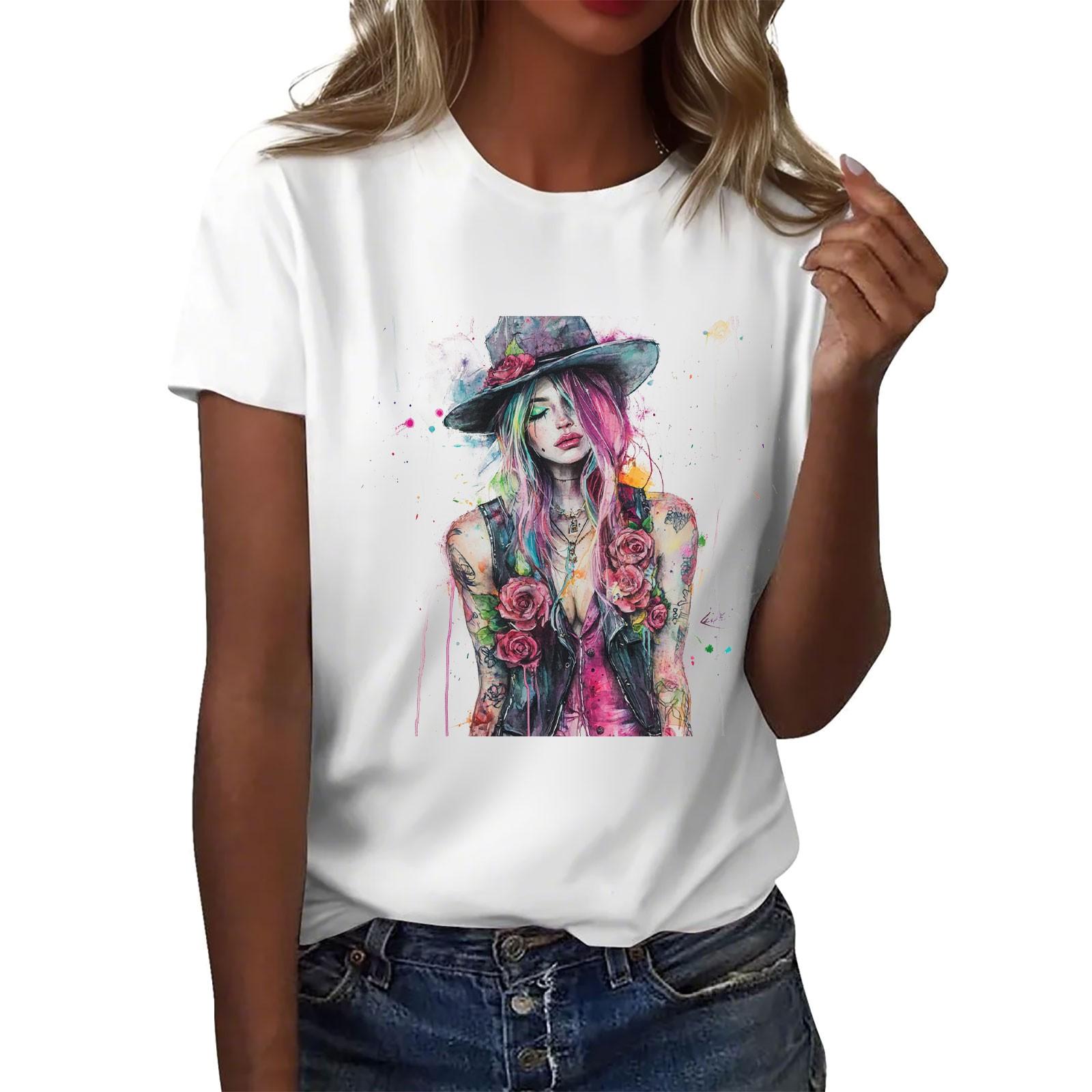 

Женская повседневная футболка с круглым вырезом и короткими рукавами с принтом XXXL