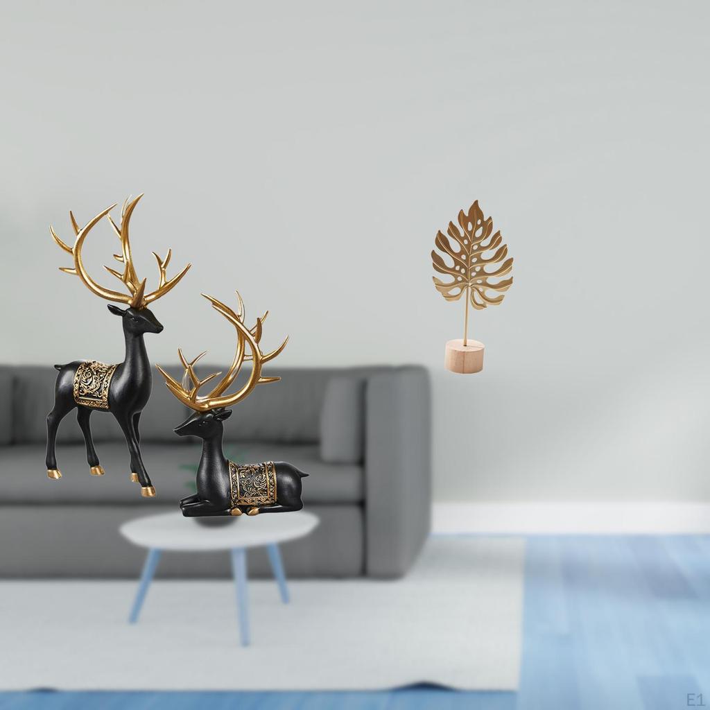 Reindeer Elk Resin Metal Sculpture Figurine Animal Statue Nordic Creative Ornament Abstract Deer