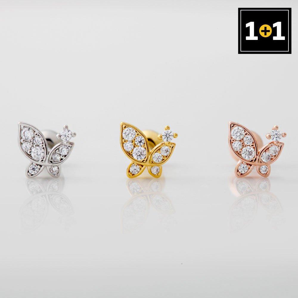 [1+1] Surgical Pin Cubic Piercing Petit Fly 3 Types, Choose 1, One Side Sale