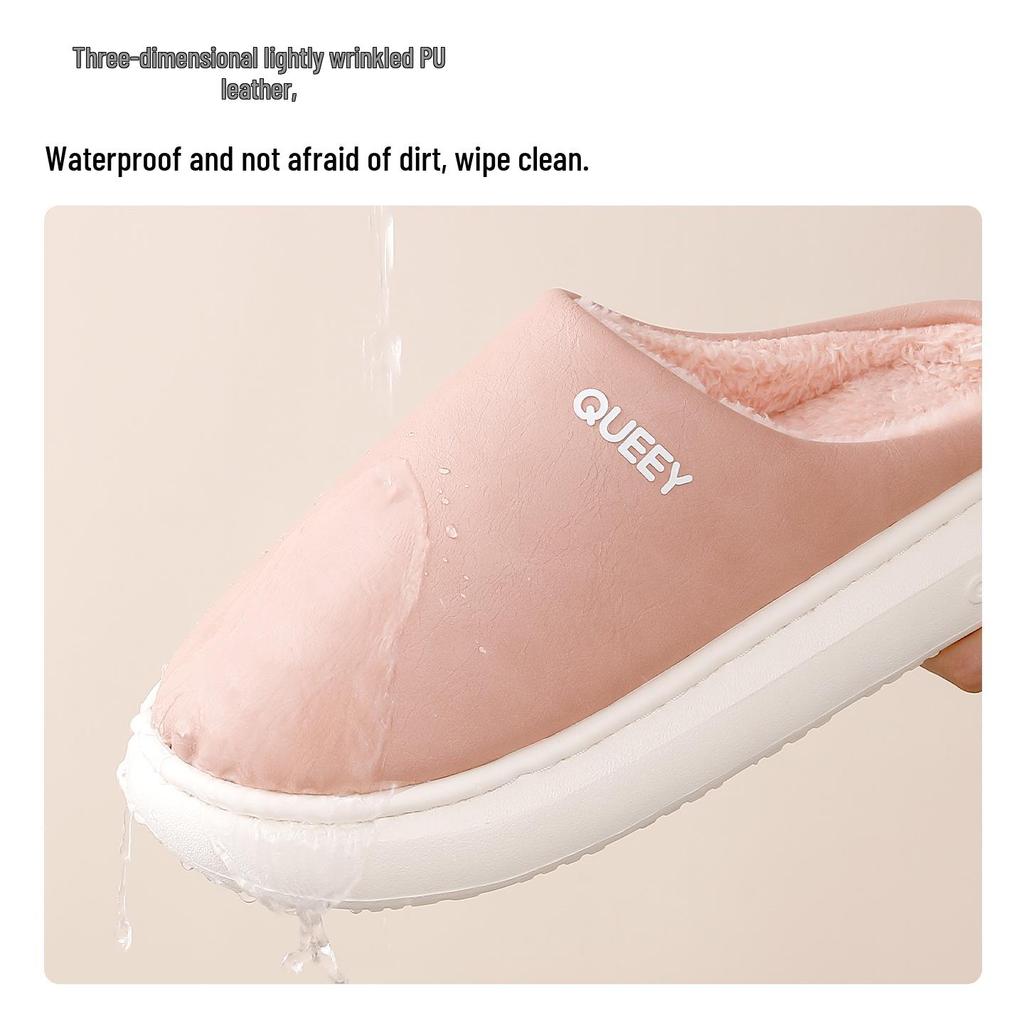 Winter Waterproof Non-slip Indoor/Outdoor Cotton Slippers for Men and Women - Plush, Warm, and Cozy.