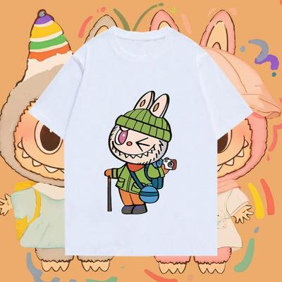 Labubu Cartoon Print Short-sleeved T-shirt Unisex Top