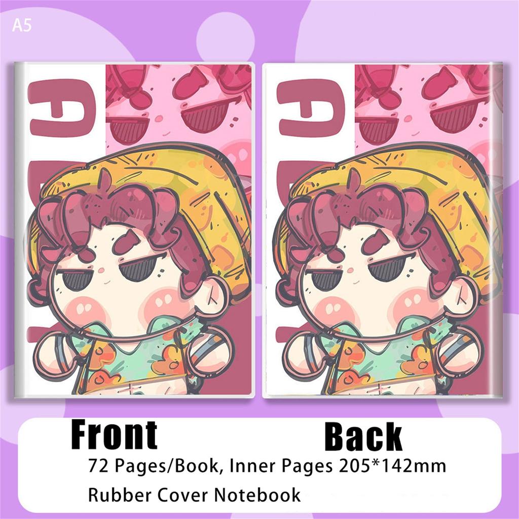 Double Sided Pattern Rubber Cover Notebook A5 Size 72 Sheets Notebook, Waterproof Diary Horizontal Lined Notebook
