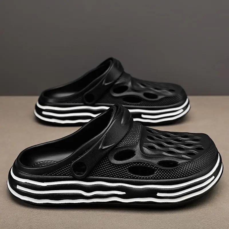 Fashion Platform Male Slipper Hole Sabot Slides Soft Beach Casual 2025 Style Fun Adult High Quality Fashion Designer Luxury Men's Shoe