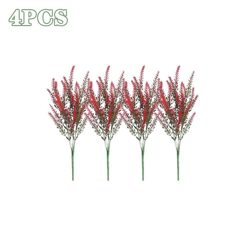 2-16PCS 5 Prong Lavender Artificial Flowers UV Resistant Fake Plant for Outdoor Garden Decor Faux Plastic Flower Home Decoration