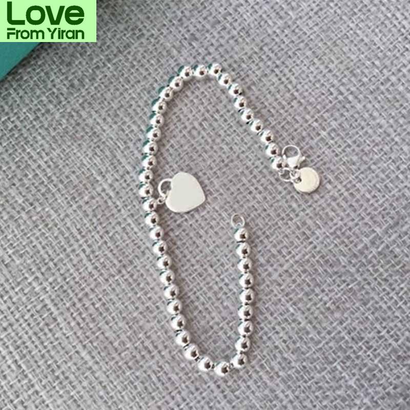 Pulsera de Abalorios de Esmalte de Corazón de Plata de Ley 925 Original para Mujer y Correa de Muñeca de Corazón de Amor Joyería para Boda