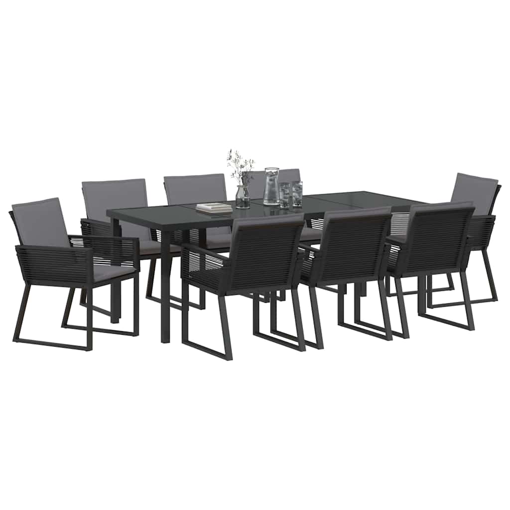 Garden Dining Set 9 pcs Black Powder Coated Steel