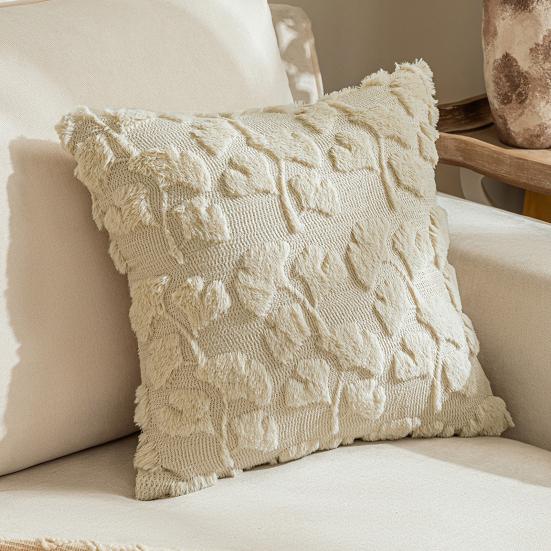 Față de pernă de toamnă de pluș din blană artificială cu artă 3D cu frunză de arțar, stil fermă boem, husă de pernă cu fermoar invizibil