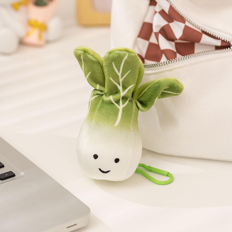 Kawaii Vegetable Plush Keychain Toy - Cute Onion Chili Mushroom Carrot Pendant Soft Cartoon Produce Design for Bags