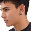 Vnox Vintage Pattern Hoop Earrings for Men Women, Gray Silver Color Round Huggies Earring, Punk Fashion Jewelry Accessories Gift
