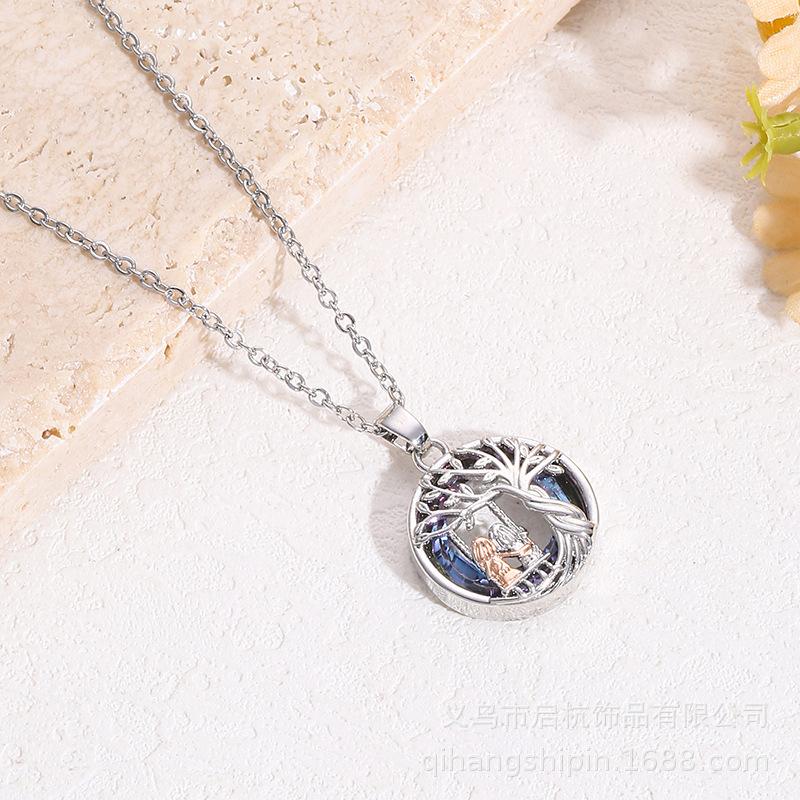 Tree Of Life Necklace Women'S Retro Personality Versatile Trend Temperament Inlaid Crystal Pendant Jewelry