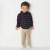 MUJI Brushed Flannel Long Sleeve Shirt Unisex Baby CCL09A2A Navy Check Size 80 Double-Sided (Baby)