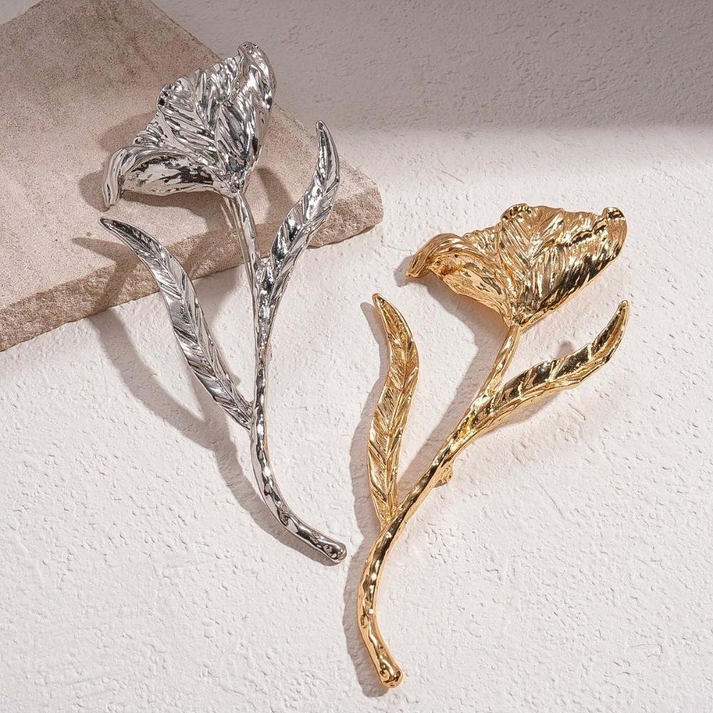 Zinc Zinc Alloy Tulip Brooch Suit Charm Deco Clothing Pin Accessories Flower Bud Brooch  Valentine's Day Gift