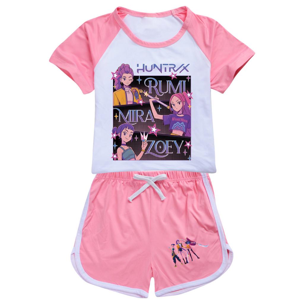 4831 Kids Girls POP Rumi Zoey Mira Print T-shirt Shorts Sport Tracksuit Clothes Set