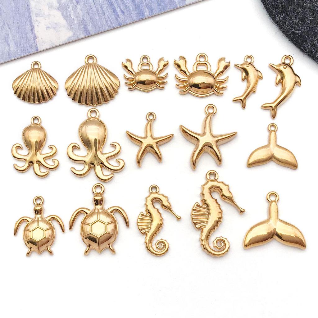 Ocean-Themed Animal Charms: Octopus, Crab, Dolphin, Starfish, Turtle Pendant for DIY Bracelets & Necklaces
