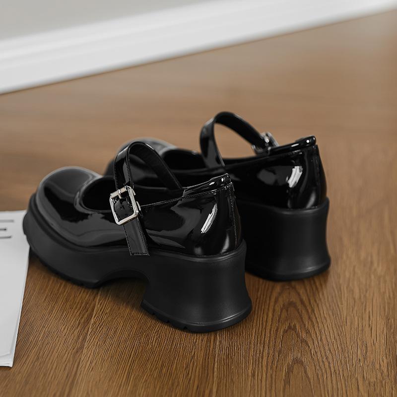 Mary Jane Women's Shoes 2025 Summer New Breathable Small Leather Shoes Inner Height Increase with Shoes Platform Loafer Single Shoes Versatile