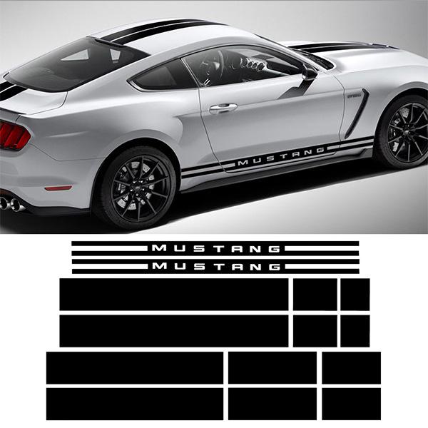 

Наклейка на гоночный капот и боковые юбки Ford Mustang, наклейка из 5D углеволокна Mustang
