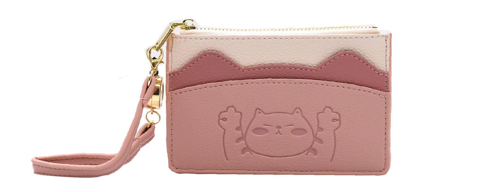 

[Shiawase Meguru Shop] Pass Case with Reel, Pass Case for Women, Cute Cat Design, High School Student, Cat, IC Card Holder (Pink)