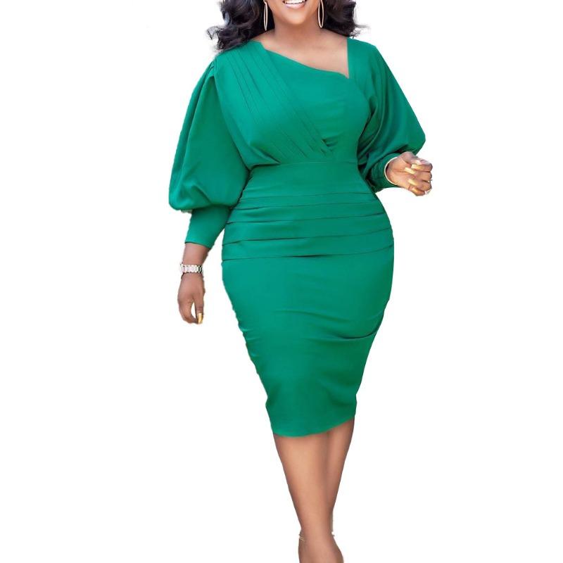 Summer long-sleeved temperament commuter slim-fitting hip-wrapped professional office temperament dress