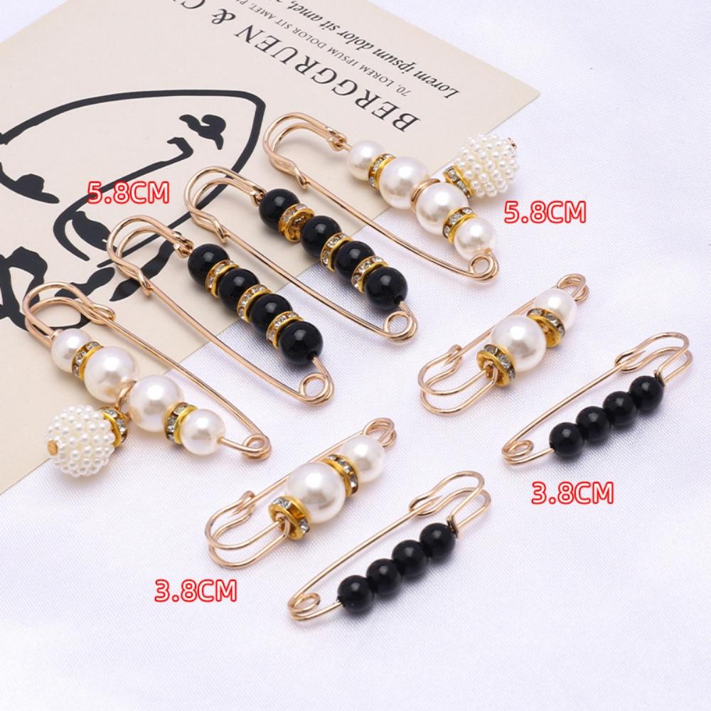 8-Piece Pearl Waist Adjusting Safety Pins, Elegant Pants Waist Cincher Brooch, Ideal Choice for Daily Clothing Repair