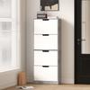 Modern Space-Saving Shoe Cabinet with 4 Doors for 16 Pairs of Shoes, 62.5x26x156 cm, Concrete Grey