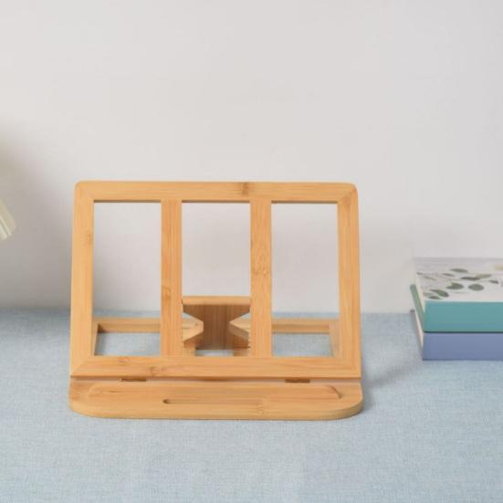 Adjustable Laptop Stand Wooden Foldable Computer Riser with Ventilation Slots Load-bearing Computer Holder Desk Organizer for Home Office Student Use