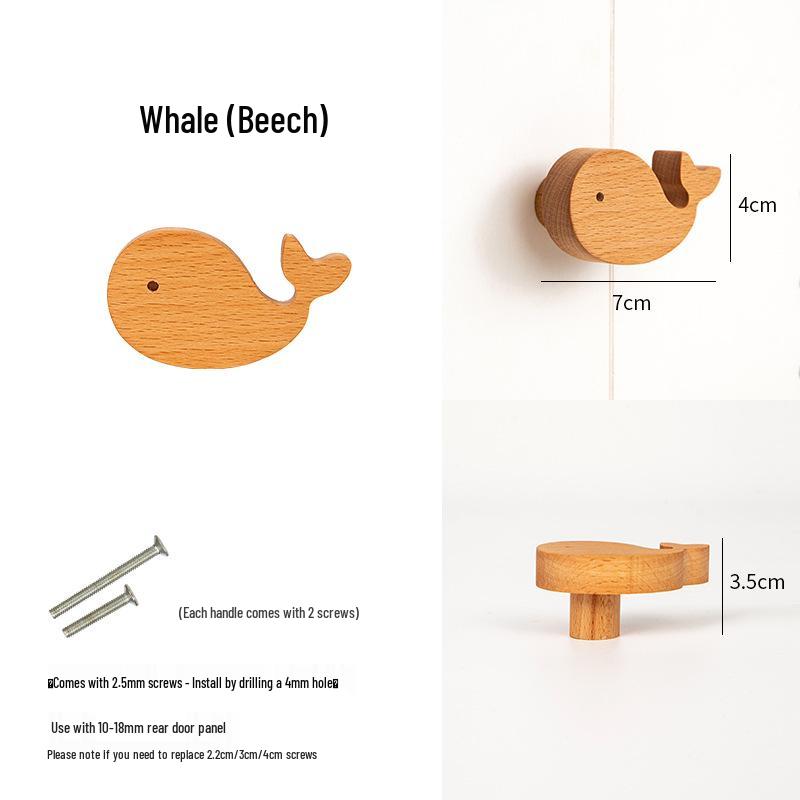 Dinosaur Handle for Children's Room - Cute Wooden Animal Cartoon Drawer & Cabinet Pull