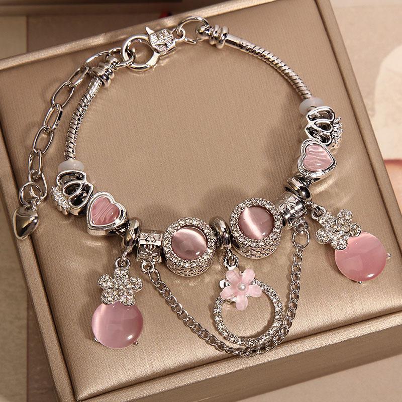 Elegant Luxury Bracelet with Shiny Synthetic Gemstones Crystal Beaded Bracelet Artificial Crystal Wrist Jewelry for Women Daily Party Dating Gift