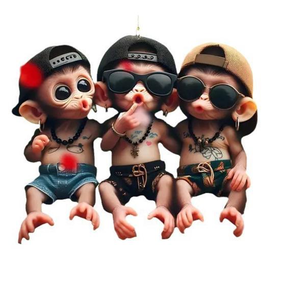 Car Pendant Cartoon Pouting Monkey Charm Acrylic Pendant Lightweight 2D Backpack Auto Accessory Car Decoration