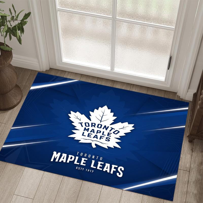 Toronto Maple Leafs Design Crystal Velvet Carpet Cozy Non?Slip Printed Rug For Bedroom Living Room Entrance