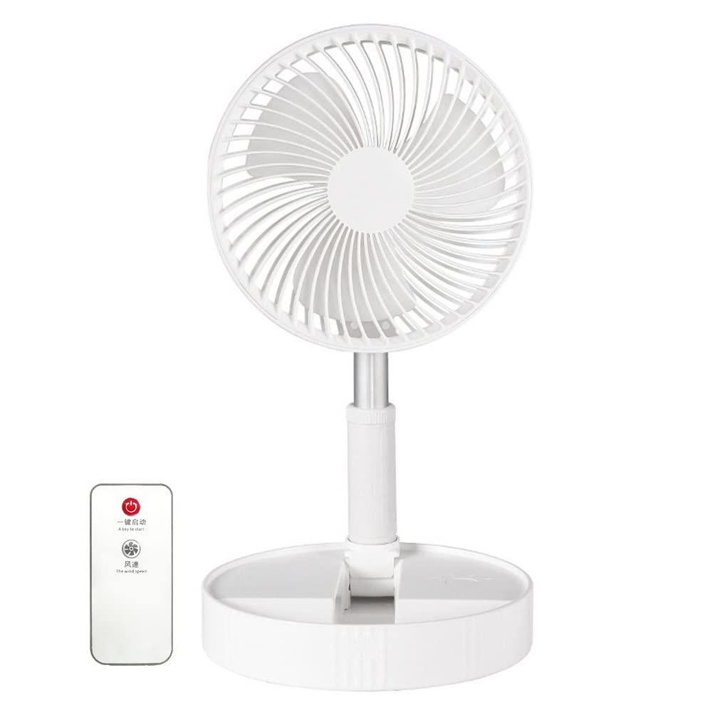 SUNNY Folding Fan with 3 Wind Speed Adjustable Height to Angle Suitable for Living and Outdoors Settings, Telescopic, (Up 90cm), Quiet, Rechargeable,