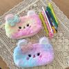 Colorful Pencil Case Plush Pencil Cases For Girls Trousse Cute Bow Kalemlik School Supplies Pencil Pouch