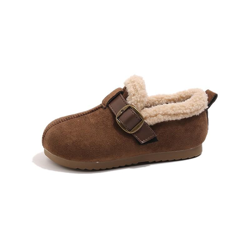 Kids Winter Warm Slip-On Boots With Faux Suede Upper TPR Sole Girls Boys Ages 4-12