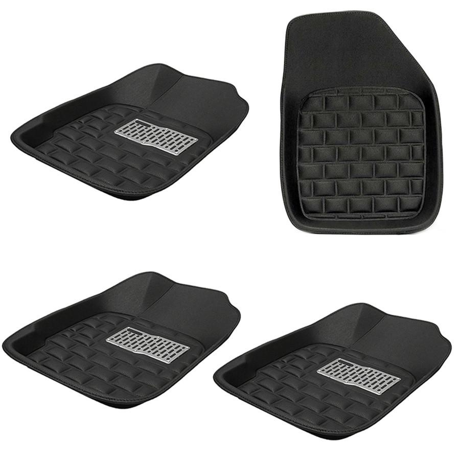 Pour Tapis de Voiture Motif Litchi-Noir