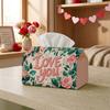 1pc Romantic Rose Vintage Valentine's Day Tissue Box Holder - Love You & Floral, Perfect for Living Room, Dining Room, Bedroom, Bathroom, Bar, or Off